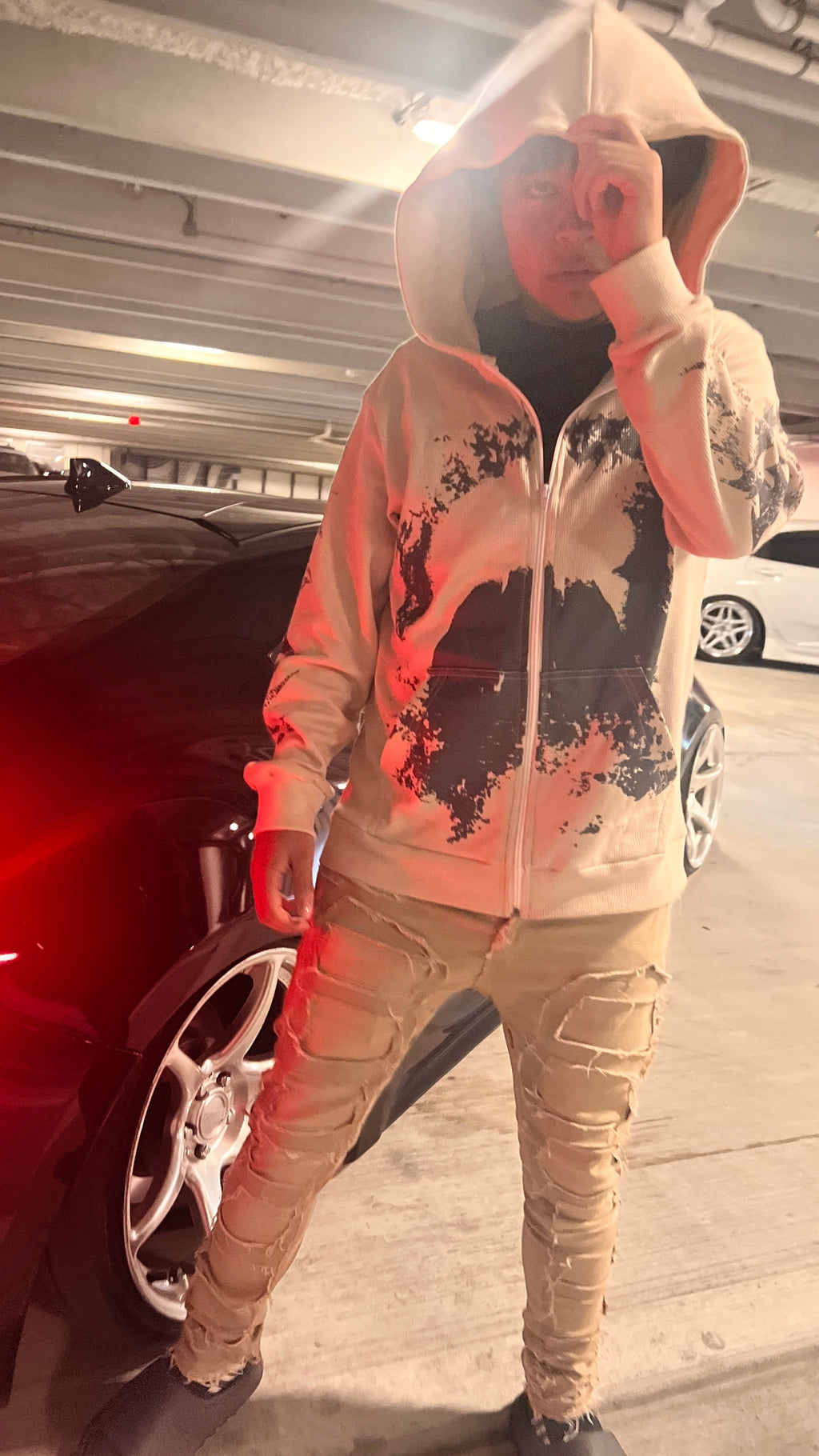 Dark Thermal Zip Up Hoodie