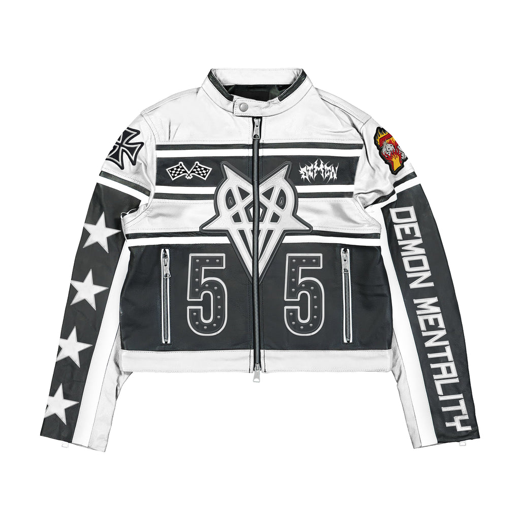 Racer Leather Jacket (White)