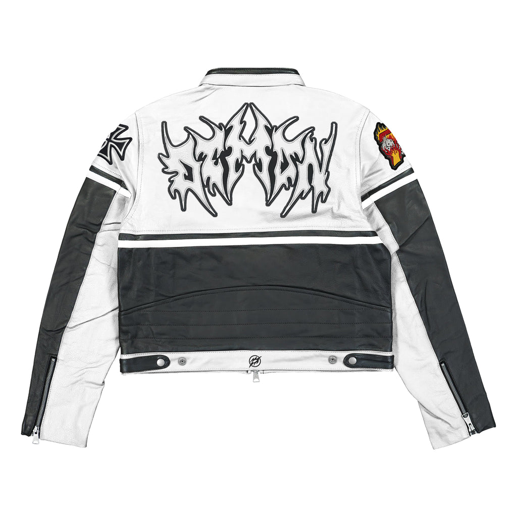 Racer Leather Jacket (White)